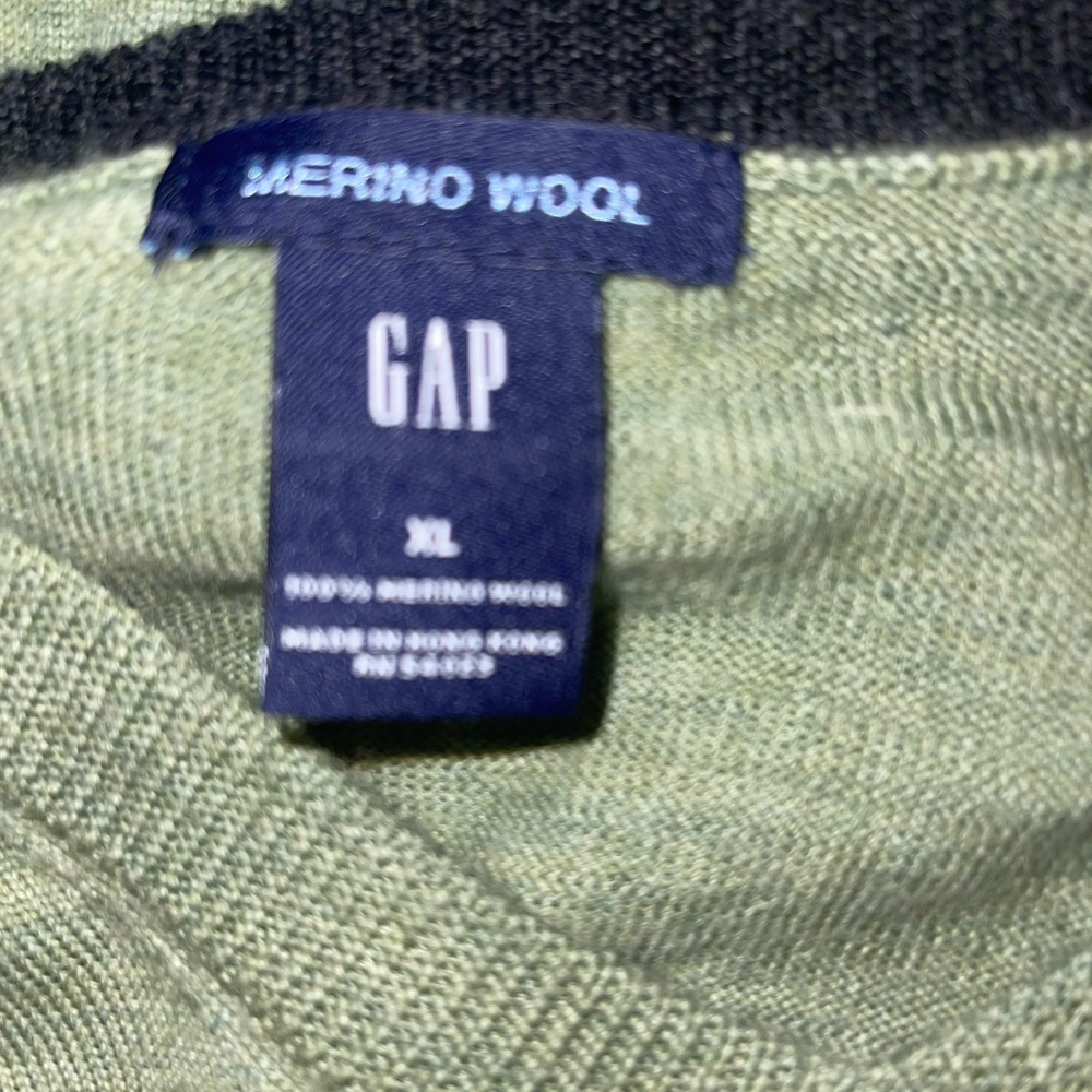 Gap Merino Wool Mens V Neck Green Sweater XL - Picture 3 of 3